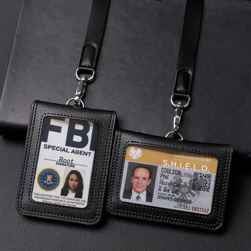 2024 nuevo veterinario de policía de EE. UU. entrenador árbitro médicos insignia titular Cuero de vaca Real funda para tarjeta de identificación de trabajo Formal con cordón suministro de oficina
