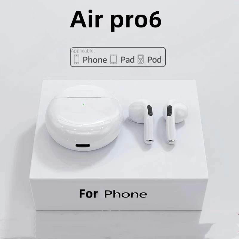 TWS Touch Controle Sem Fio Bluetooth 5.0 Fones De Ouvido, Esporte Earbuds, Música Headset, iPhone, Xiaomi, Fones De Ouvido, Pro6 Original