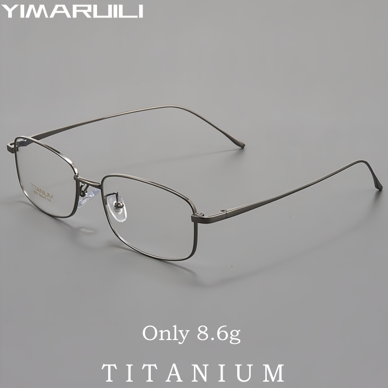 YIMARUILI Ultralight Business Pure Titanium montature per occhiali da vista da uomo Simple Square Optical prescrizione Eyewear Framework 8027T