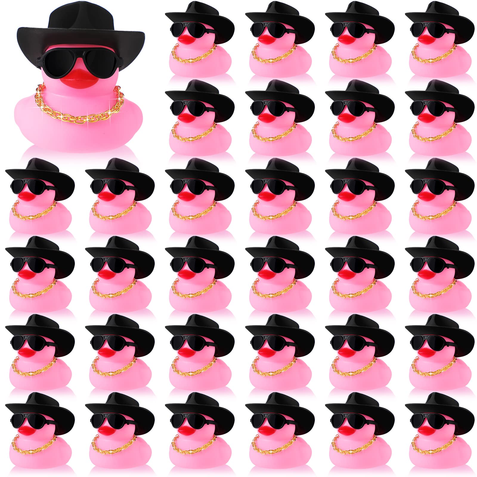 6/12/24 piezas Patitos de Goma Rosados de Vaquero, Mini Patitos Amarillos, Juguete de Baño, Patitos Pequeños para Bañera con Sombrero de Vaquero y Estampado Paisley