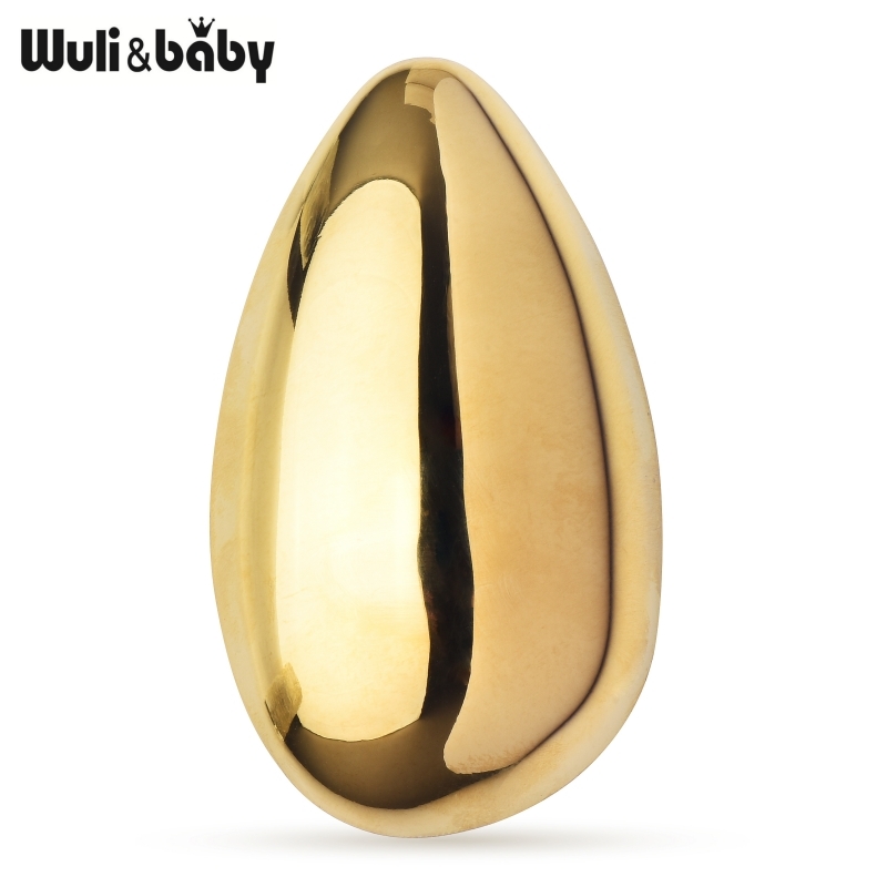 Broches de huevo de acero inoxidable Wuli & baby para mujer, Unisex, 2 colores, hermoso broche geométrico para fiesta y oficina, regalos