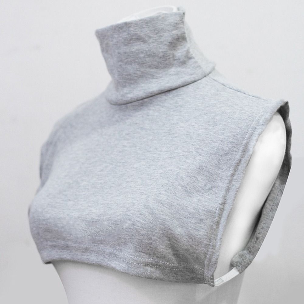 Portabel warna Solid Turtleneck kerah palsu ekstensi dapat dilepas Mock penutup leher Muslim Modal wanita setengah atas blus