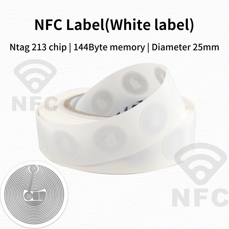 Okrągły 25mm naklejki NFC NTAG213 tagi NFC 144 bajtów pamięci wielokrotnego zapisu NFC etykiety, metki kompatybilny z telefonami i urządzeniami NFC