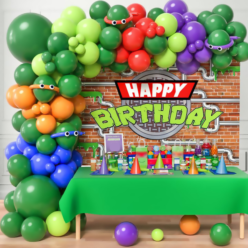 151PCS Turtle Thema Party Ballonnen Garland Arch Kit Groene Ballon Meisje Jongen Video Game Ninja Cartoon Turtle Verjaardag Decoratie