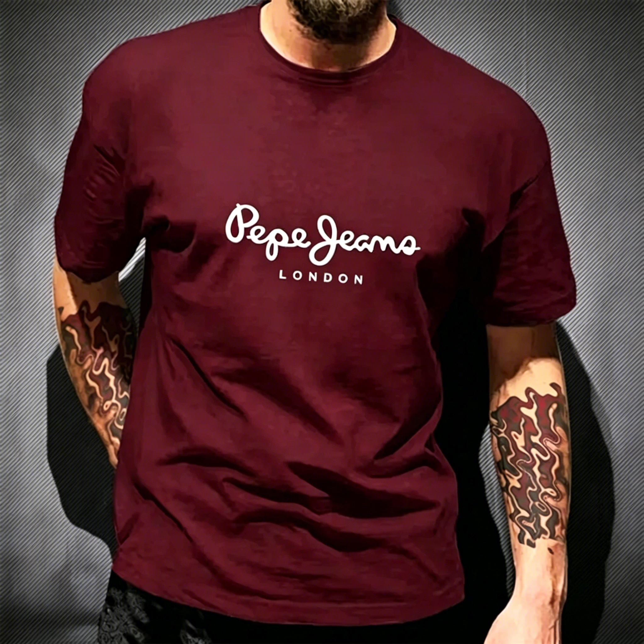 T-shirt grafica Pepe Jeans London da uomo, nera, casual, girocollo, manica corta, streetwear, cotone, top per tutti i giorni
