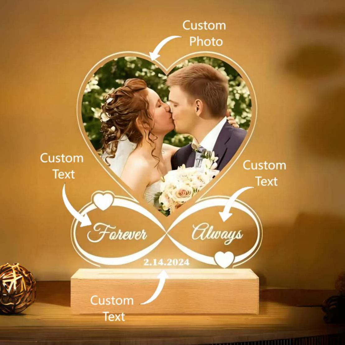 Personalized Anniversary Couples Gifts For Women And Men, Custom Acrylic Heart Picture Frame With Photo, Custom Acrylic Spotify