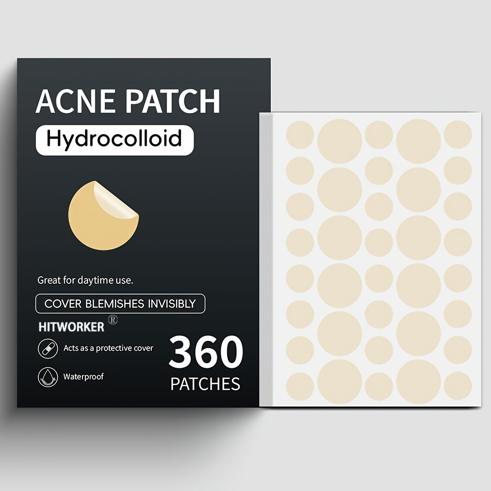 360 parches para acné para la cara, pegatinas hidrocoloides para manchas de color nude, caja negra pura, invisibles e impermeables