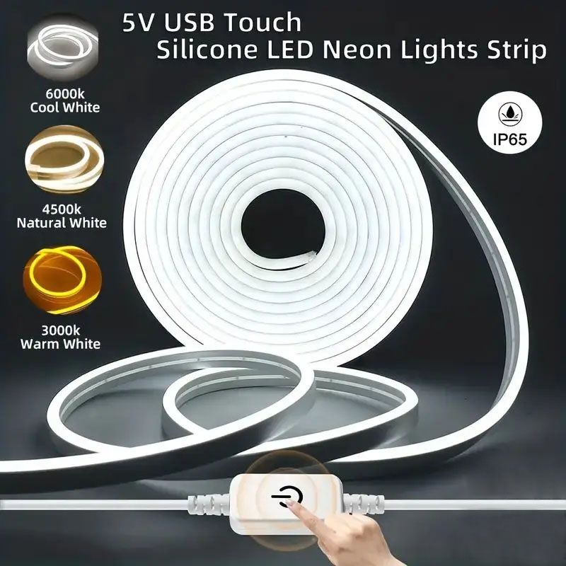 Sensor de toque luzes de tira led sinal de néon 5v usb regulável à prova dwaterproof água lâmpada néon fita flexível silicone quarto backlight decoração diy