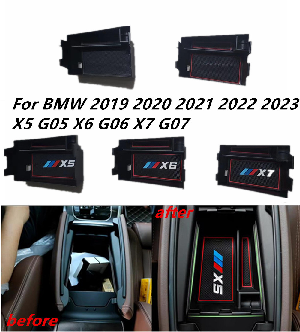 Boîte de rangement d'accoudoir intérieur ABS, garniture de couverture décorative, accessoires de voiture en plastique, pour BMW 2019 2020 2021 2022 X5 G05 X6 G06 X7 G07 1 pièce