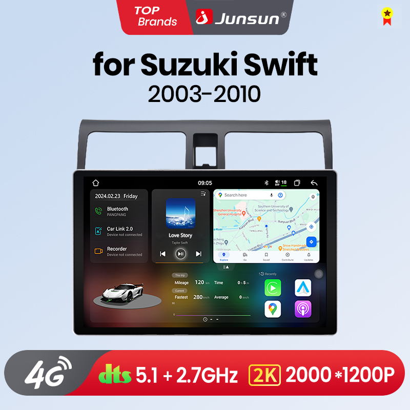 Junsun v3 plus 2k android 13 kabelloses carplay android auto auto intelligente systeme für suzuki swift 2003-2010 7870 autoradio