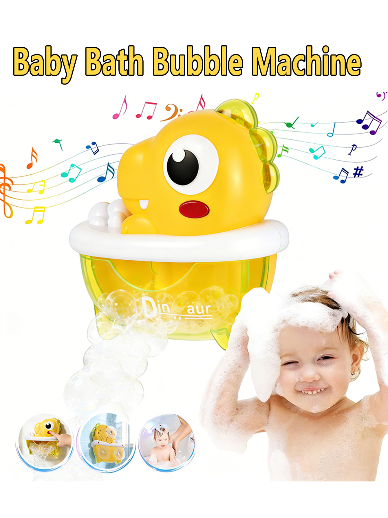ของเล่นอาบน้ำเด็ก เครื่องเป่าฟองสบู่ รูปเป็ดและไดโนเสาร์ พร้อมไฟและเสียงเพลง เครื่องทำฟองสบู่ เหมาะสำหรับเด็กทารกและเด็กเล็ก