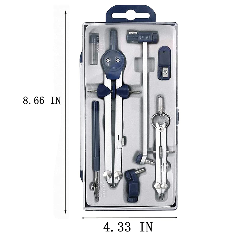 ABDW-9Pc Drafting Compass For Geometry Set Tool Compass Drawing Tool For Geometry For Drafting, Math, Drawing, Engineer Tool