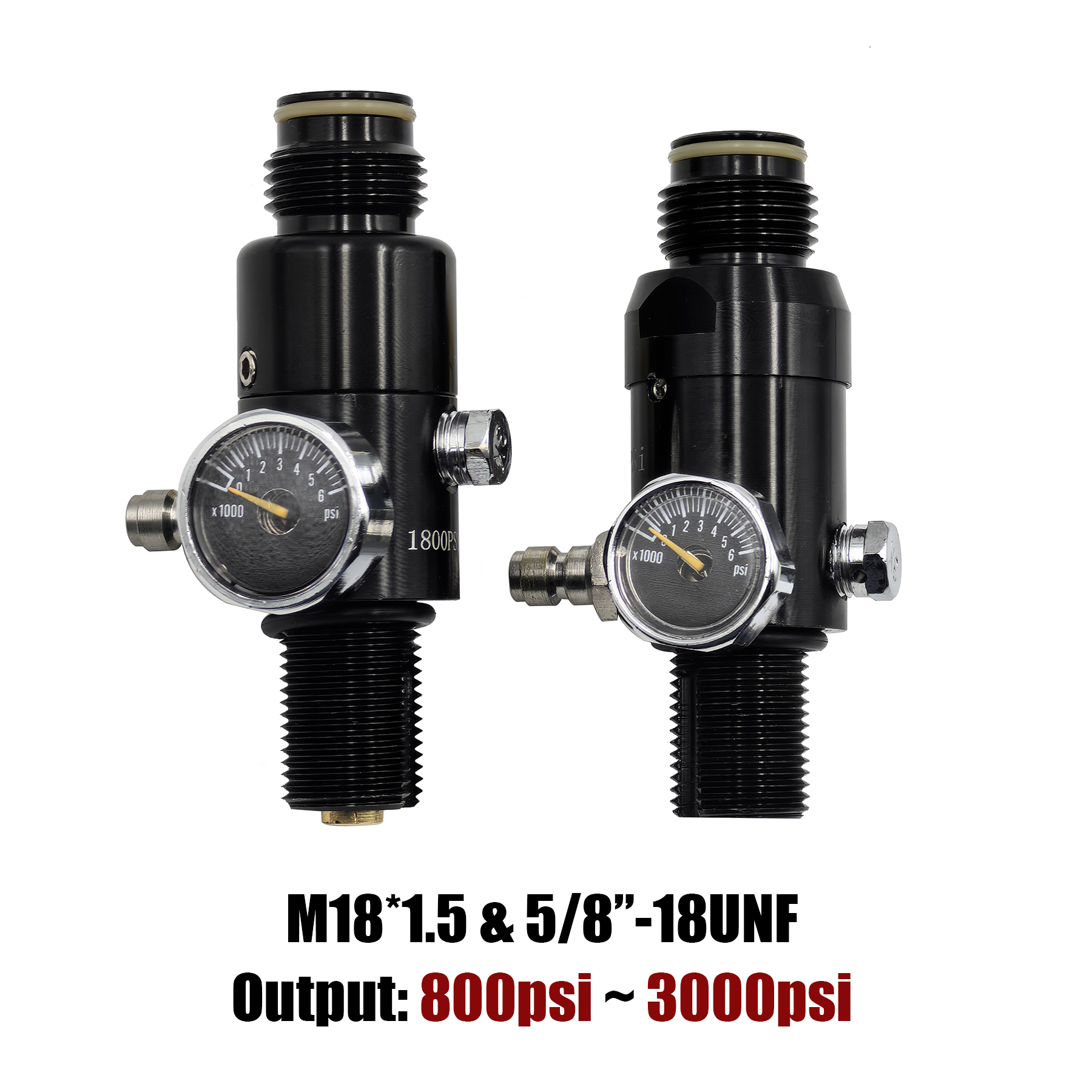 Válvula reguladora de tanque de ar, cilindro hpa 4500psi, saída 800psi a 3000psi, roscas m18 * 1.5 ou 5/8-18unf, mergulho, escalada de montanha