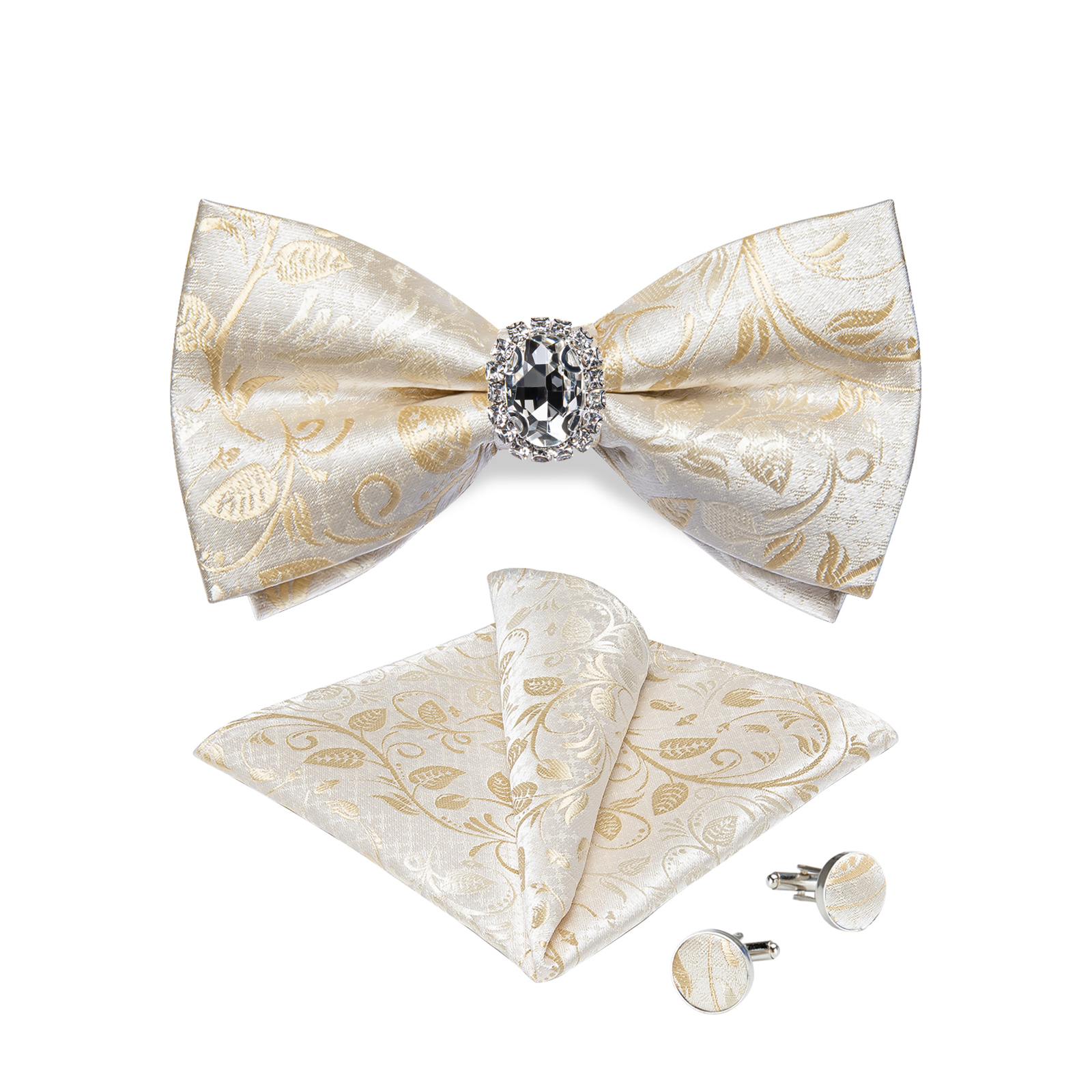 Set di Papillon, Fazzoletto da Taschino e Gemelli da Uomo di Design per Matrimonio, Papillon Pre-annodati, Papillon a Farfalla alla Moda, Papillon da Uomo per Affari