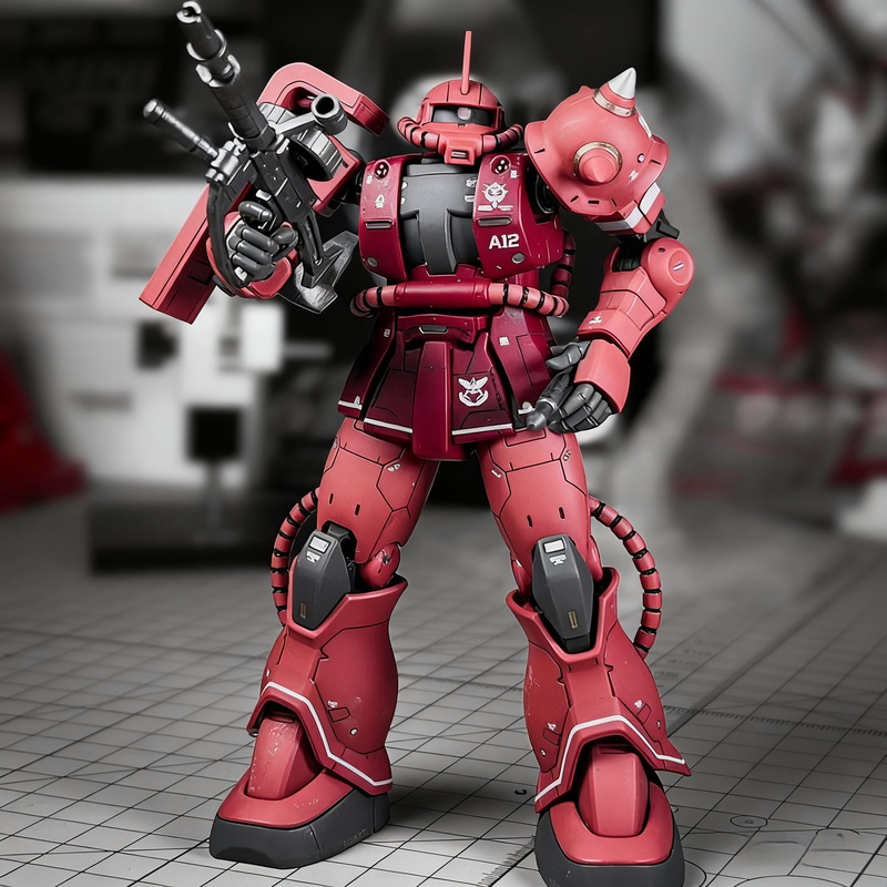 GTO Char's Zaku HG 1/144 Mech Kit de modelo de montagem Figuras de ação Decoração de mesa Boneca Rompecabezas para meninos Brinquedos Presente colecionável