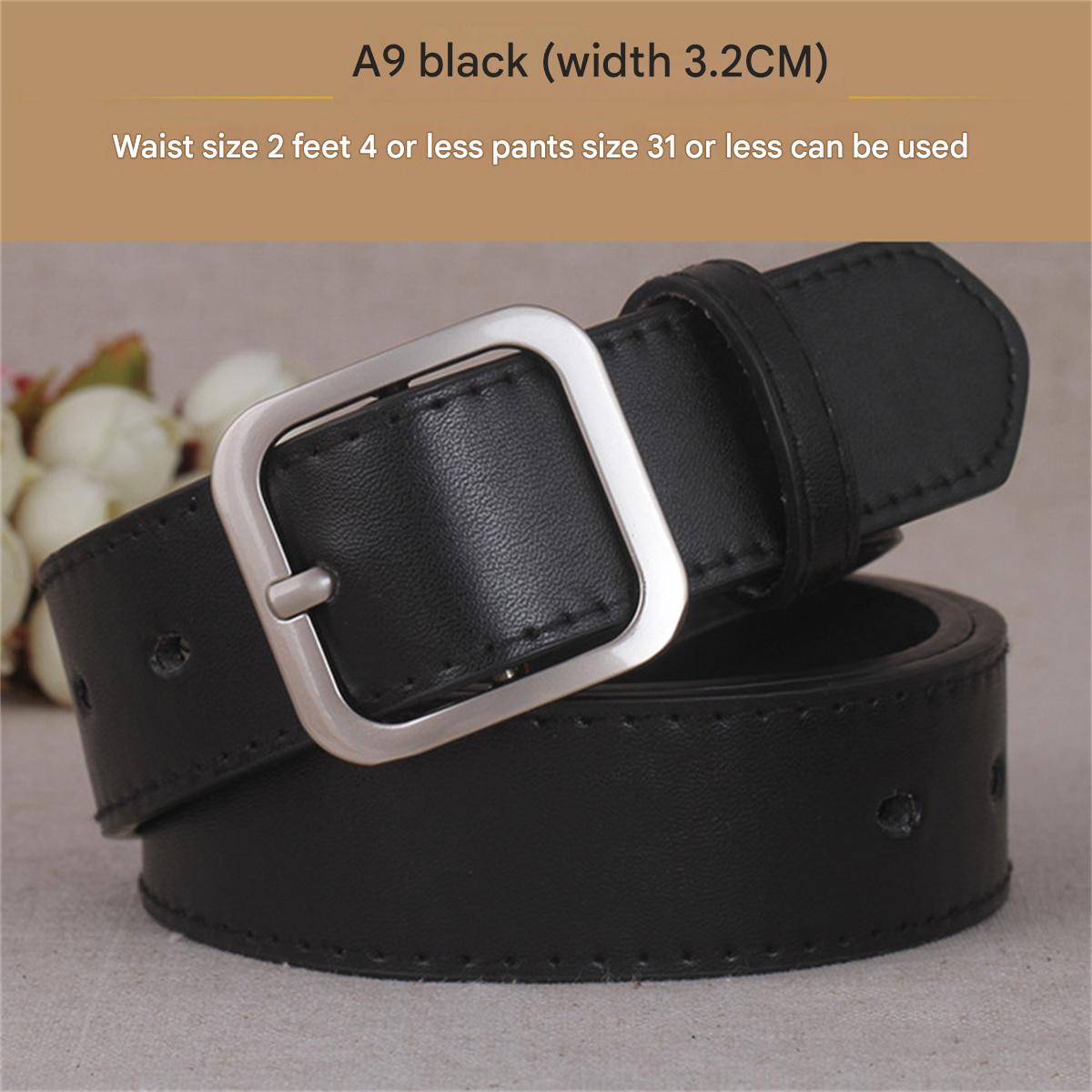 Riem Dames Eenvoudig Veelzijdig Mode Student Vierkante Gesp Riem Dames Trendy Riem Zwart Casual