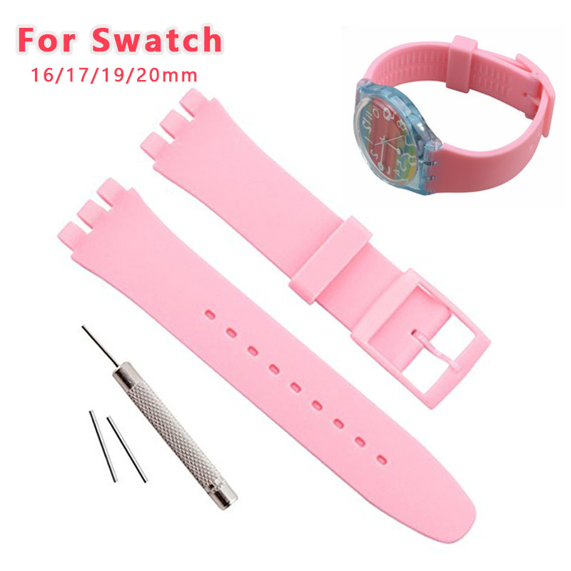 Untuk Swatch Strap Jelly Jam Tangan Karet Silikon Tali Gesper 16Mm 17Mm 19Mm 20Mm Aksesori Gelang Olahraga Pengganti Tahan Air