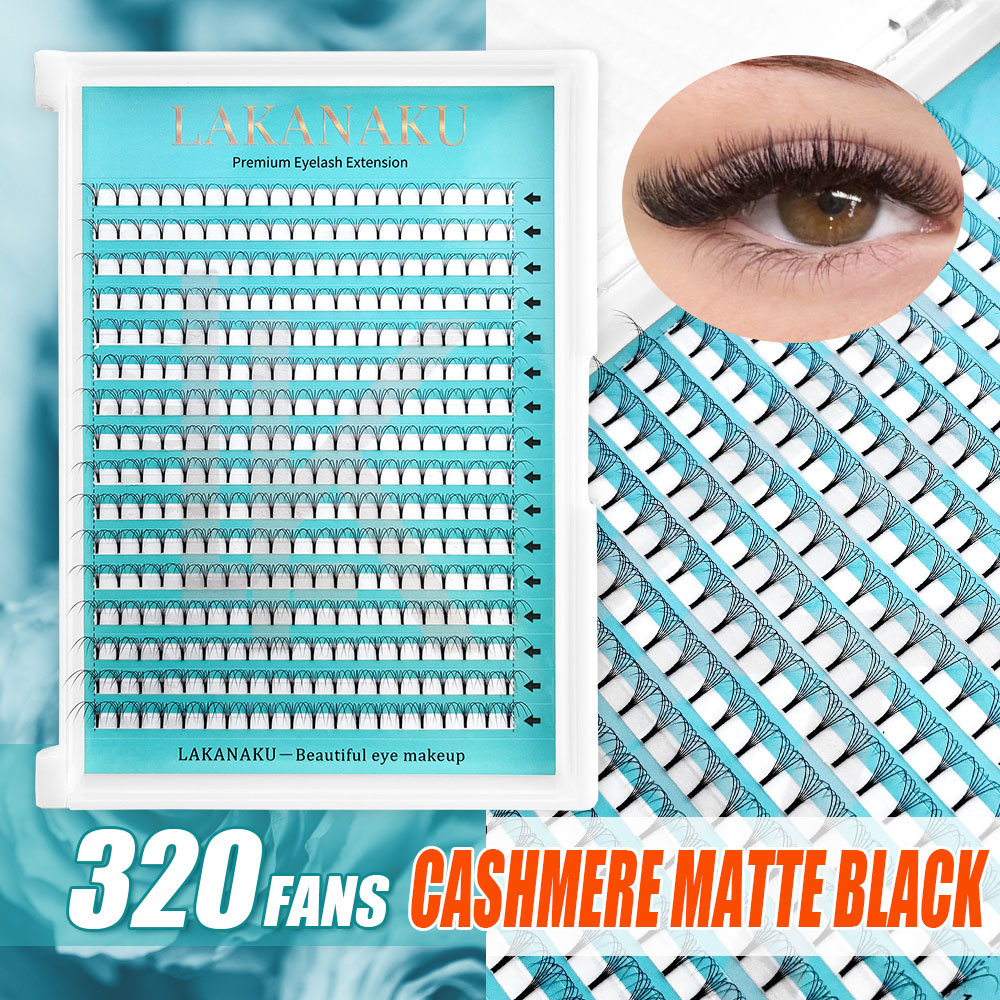 Lakanaku 320 Fans Premade Volume Fans 3D 4D 5D 6D Miękkie kaszmirowe matowe rzęsy Duża pojemność Cilios Indywidualne przedłużanie rzęs