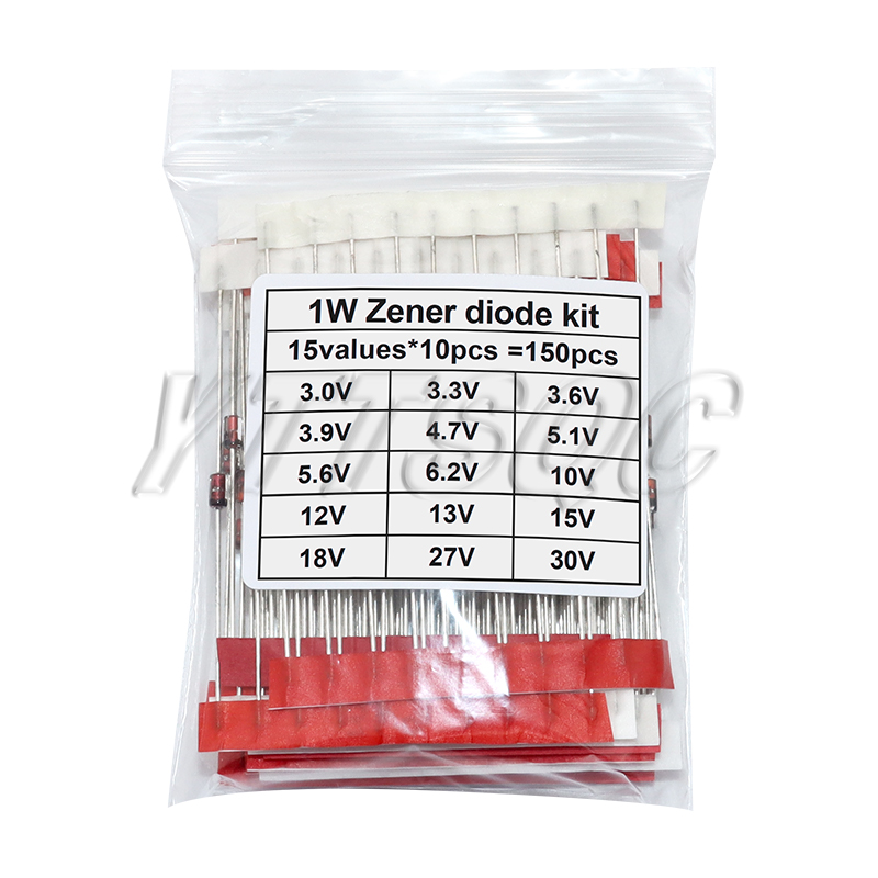 150 Stück 1 W Zenerdioden-Kit DO-41 3 V-30 V 15 Werte * 10 Stück = 150 Stück Komponenten-DIY-Kit neu und