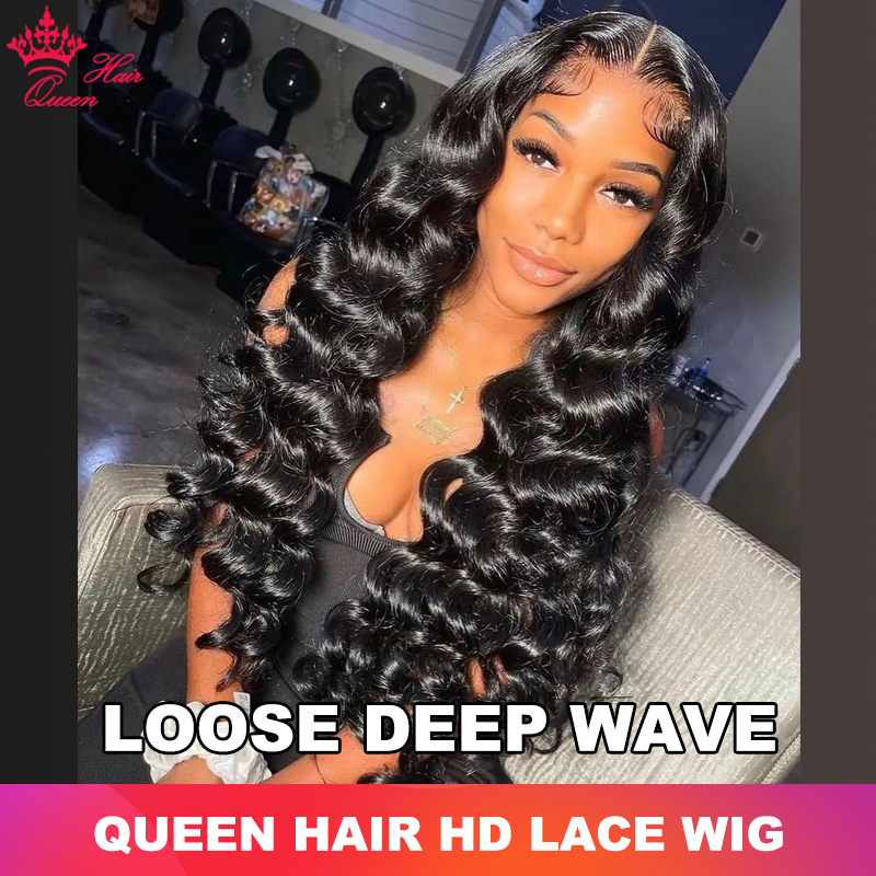 Queen Hair Loose Deep Real HD Lace Wig Raw Hair Pre Plucked Full Frontal 13x6 13x4 5x5 6x6 Closure Melt Skin Lace HD Lace Wig