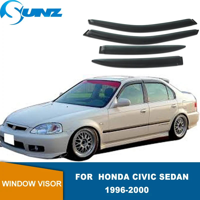 Owiewki szyb bocznych do Honda Civic Sedan 1996 1997 1998 1999 2000, osłony przeciwsłoneczne i przeciwdeszczowe, osłony przeciwwiatrowe SUNZ