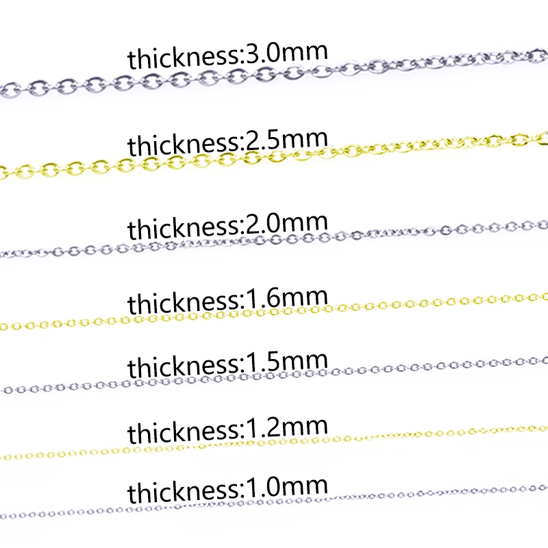 Collier chaîne en acier inoxydable 1-3mm pour femmes et hommes, fabrication de bijoux à faire soi-même, chaînes de 40 à 90cm de Long autour du cou