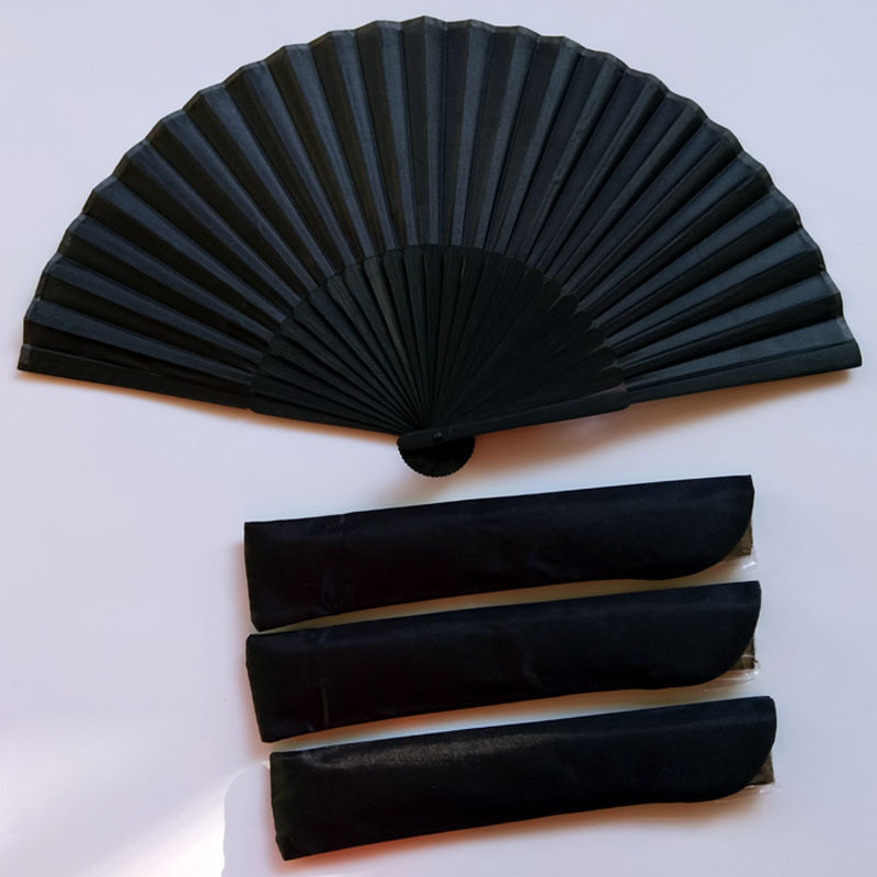 Zwarte Vintage Handventilator Opvouwbare Fan Dans Huwelijksfeesten Begunstigen Chinese Dans Bal Opvouwbare Fans