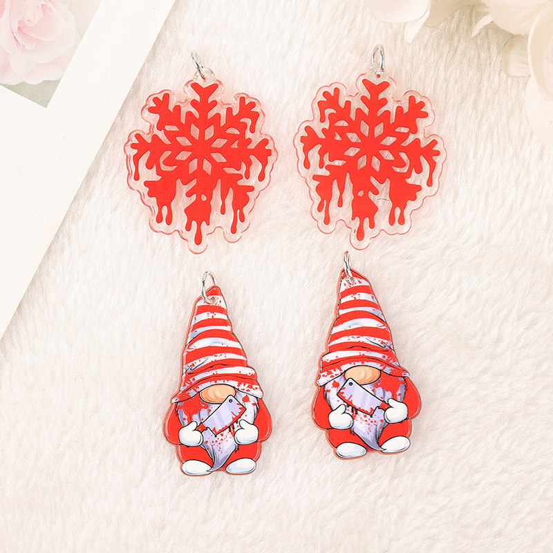 Abalorios de Navidad de 8 piezas, accesorios de joyería de Gnomo de copo de nieve acrílico, collar artesanal