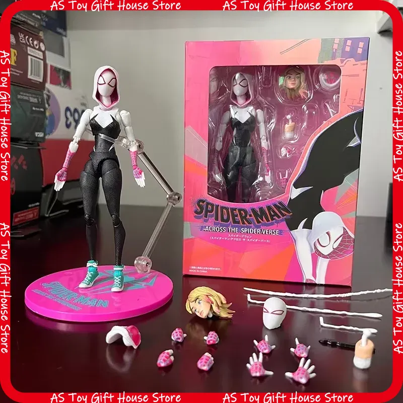 Action Figure di Spider-Gwen della Serie SHF, Modellino da Collezione, Gwen Stacy nel Spider-Verse, Decorativo Fatto a Mano Personalizzabile