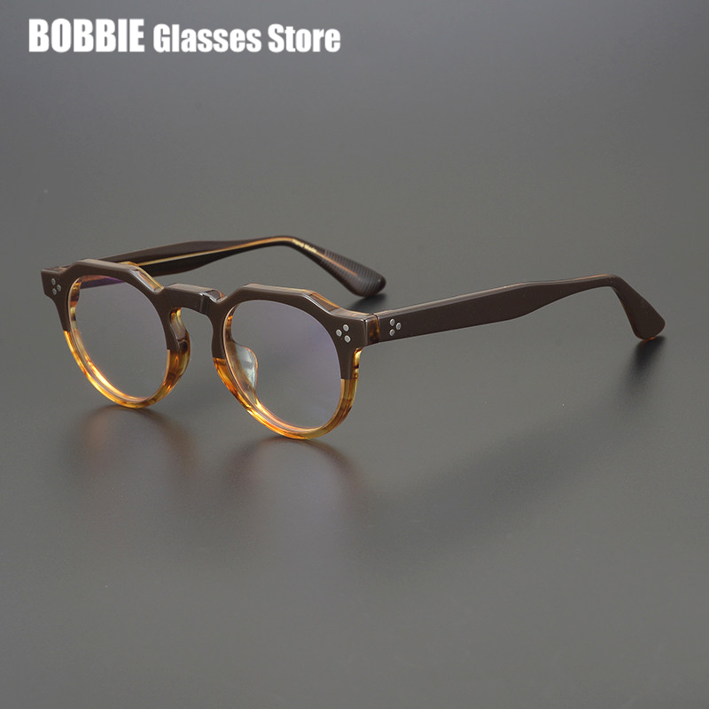 High Quality Handmade Acetate Eyeglasses Frame Tortoise Glasses Frame Japanese Brand Polygon Round Designer Style Men Women Top
