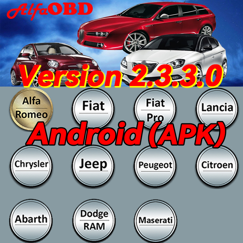 2025 AlfaOBD v 2.3.3.0 para Android con licencia - Diagnóstico para Alfa/Fiat/Lancia/Abarth/Dodge/RAM/Chrysler/Jeep/Peugeot/Citroën