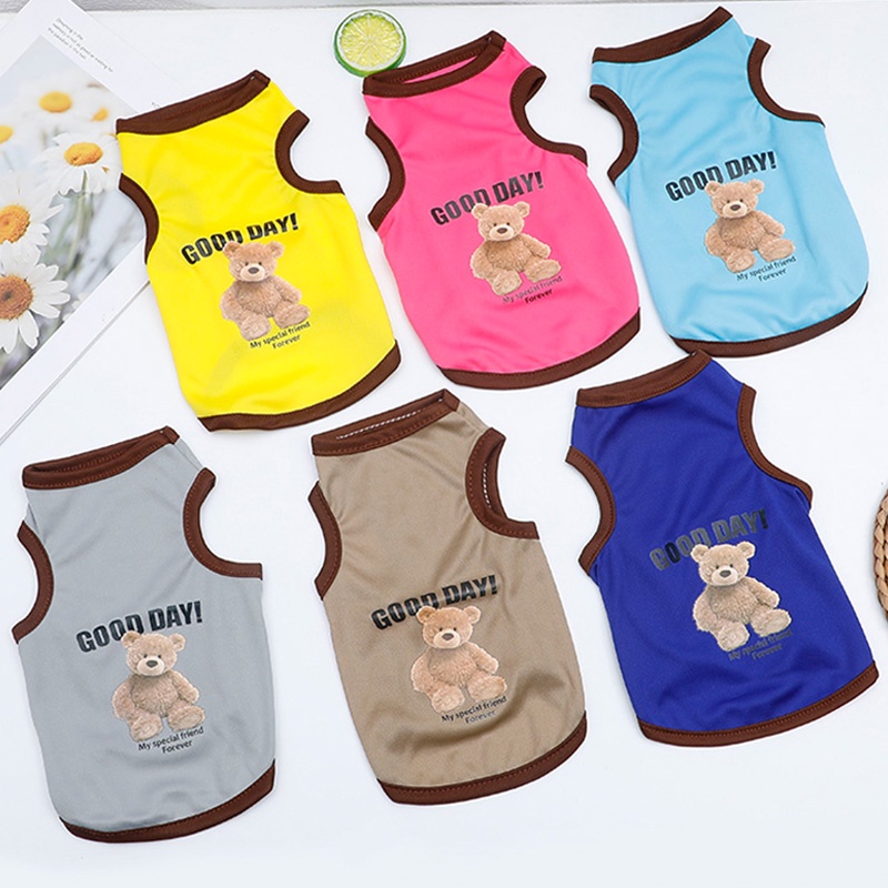 Cartoon Bear Dog Clothes Cute Cotton Dog Costume Pet T-shirt Cats Kamizelka dla szczeniąt Małe średnie psy Shih Tzu Dog XS-XXL
