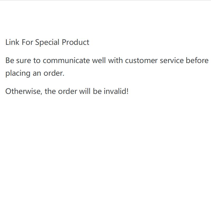 Enlace B para productos especiales, comuníquese bien con el Servicio de Atención al cliente antes de realizar el pedido. De lo contrario, el pedido no es válido.