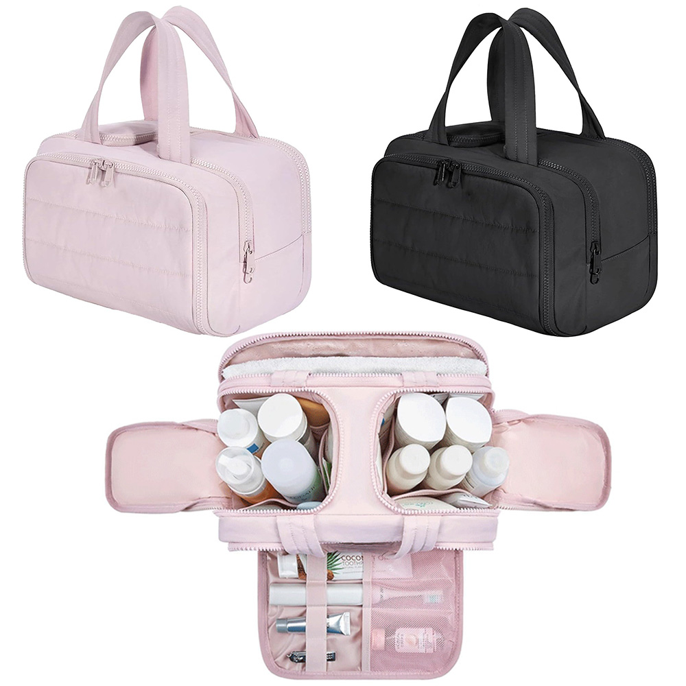 Bolsa de cosméticos de gran capacidad, bolso de viaje para mujer, partición de baño, bolsa de maquillaje para ducha, organizador de artículos de tocador impermeable