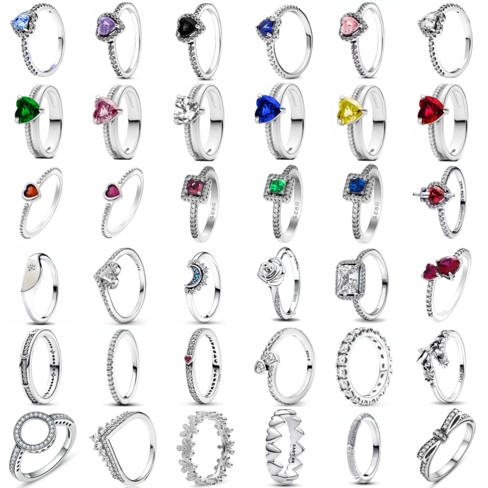 Plata de Ley 925, rojo, rosa, azul, verde, corazón, piedra, tamaño 6, 7, 8, 9, anillo de Margarita europea, anillos, joyería fina de moda para boda para mujer