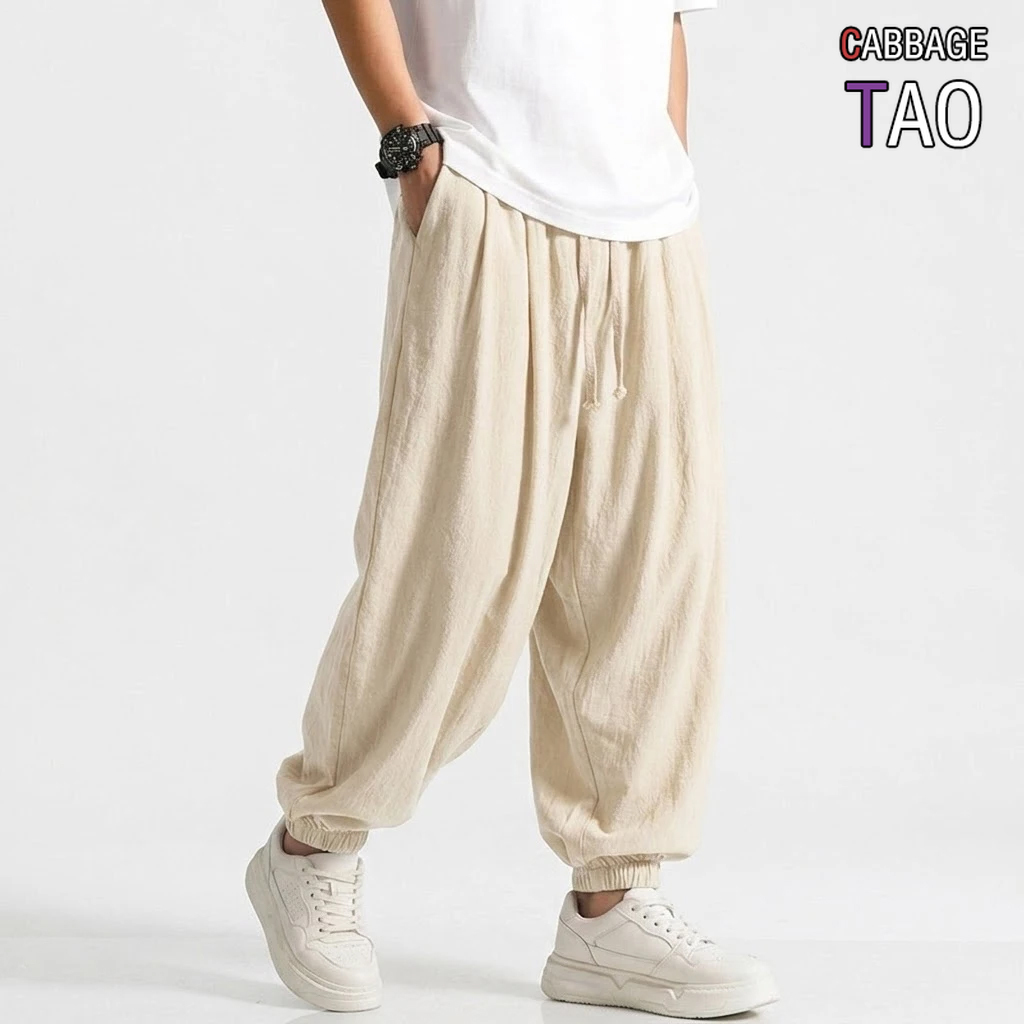 Pantaloni Harem Coreani da Uomo in Cotone Tinta Unita, Joggers Casual Traspiranti, Pantaloni Sportivi Vestibilità Larga per Yoga, Lavoro, Uso Quotidiano e Streetwear