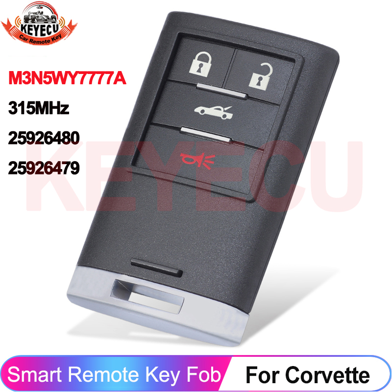 KEYECU 315 МГц M3N5WY7777A для Chevrolet Corvette 2005-2013 гг., автомобильный дистанционный ключ 25926480 25926479