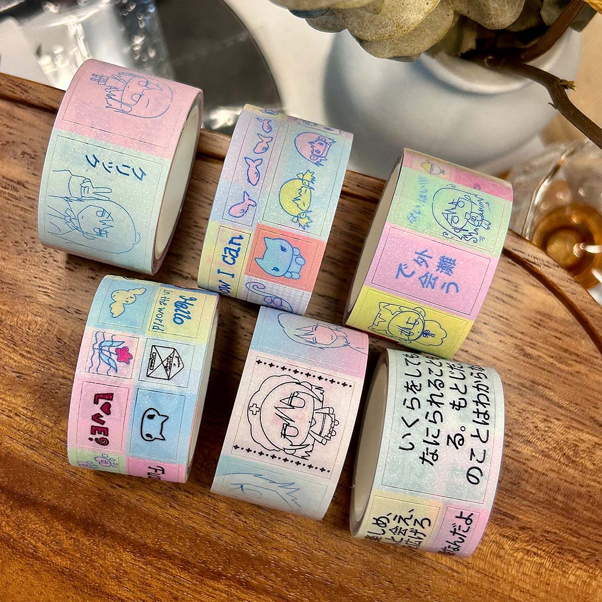 Kawaii brillant animaux de compagnie personnages Washi bande déco autocollants pour Scrapbooking ruban de masquage pour Arts bricolage artisanat Journal planificateur
