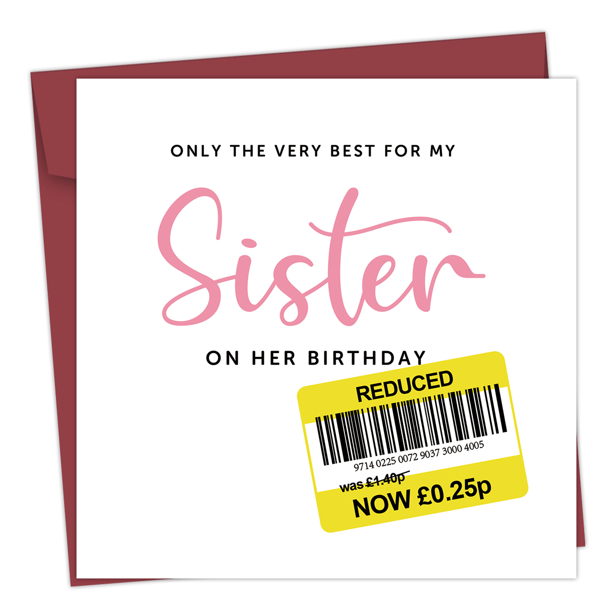 1pc Funny Birthday Card for Sister, Reduced Card,Hilarious Sister Birthday Greeting Card with Envelope Sister Birthday Day Gifts
