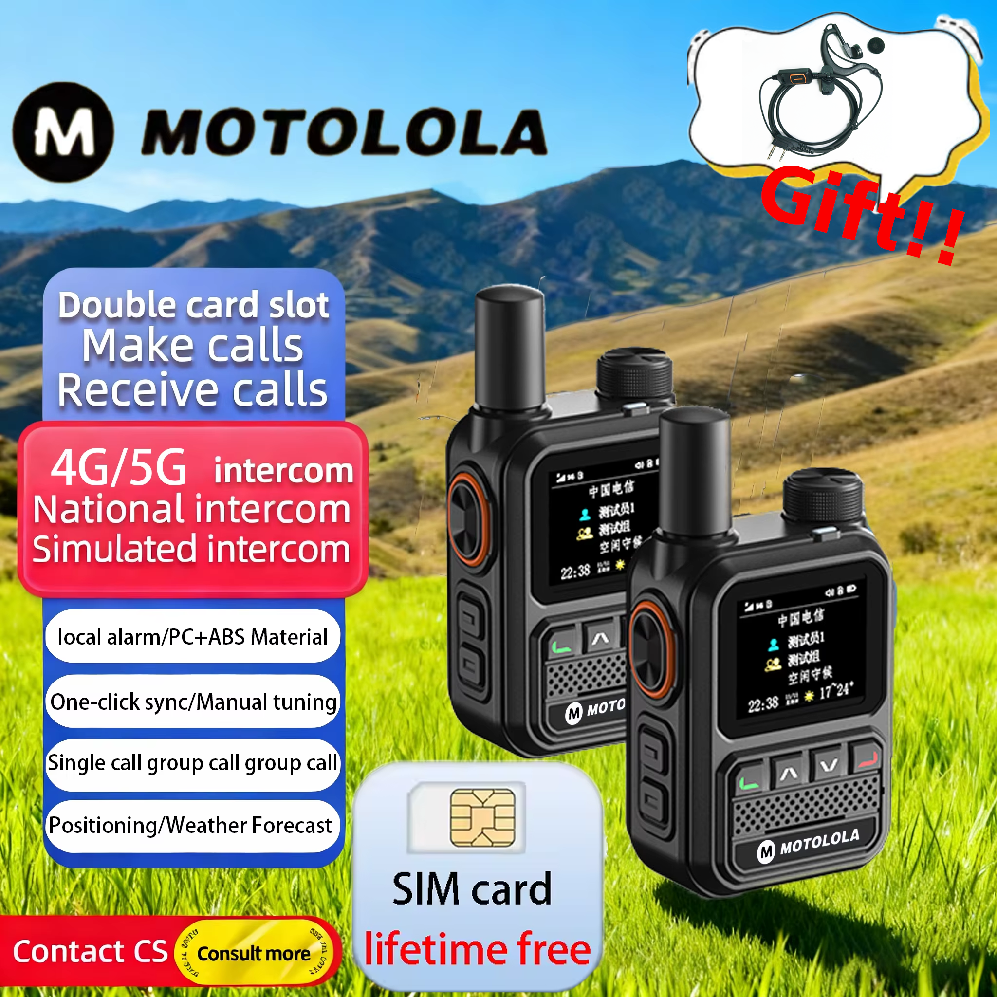 MOTOLOLA POC Radio intercomunicador nacional 5G GPS Dual SlM 5000KM red walkie talkie portátil de largo alcance Radioaficionado bidireccional