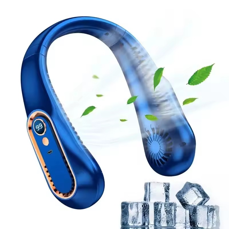 TINSOL Nowy wentylator sufitowy USB, ładowalny, przenośny, mały wentylator dla studentów, do biura, sportowy, z cyfrowym wyświetlaczem, wentylator sufitowy, wentylator do zawieszenia na szyję.