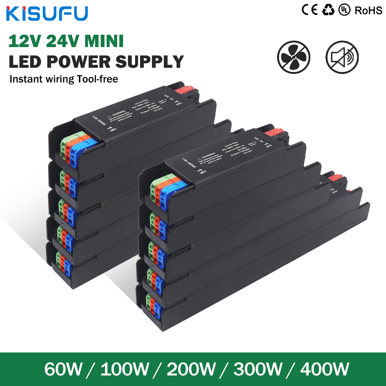 Fonte de alimentação LED ultrafina 12V/24V 400W 300W 200W 100W 60W Driver de LED Conversor de transformador AC/DC para iluminação interna de tira de LED