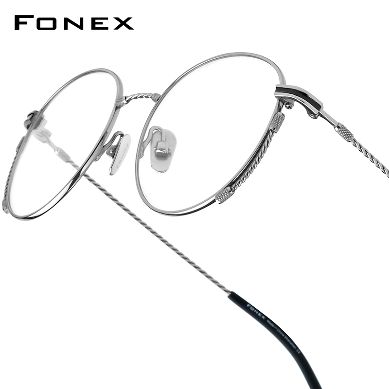 Montatura Occhiali FONEX in Titanio Puro Donna 2026 Design di Marca alla Moda Occhiali Rotondi Uomo Retrò Giapponesi Ultraleggeri 85719