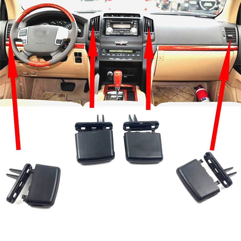 Salida de aire acondicionado para Toyota Land Cruiser LC200 FJ200 2008-2017, ventilación de aire acondicionado A/C, Kit de reparación de Clip de pestaña, color negro