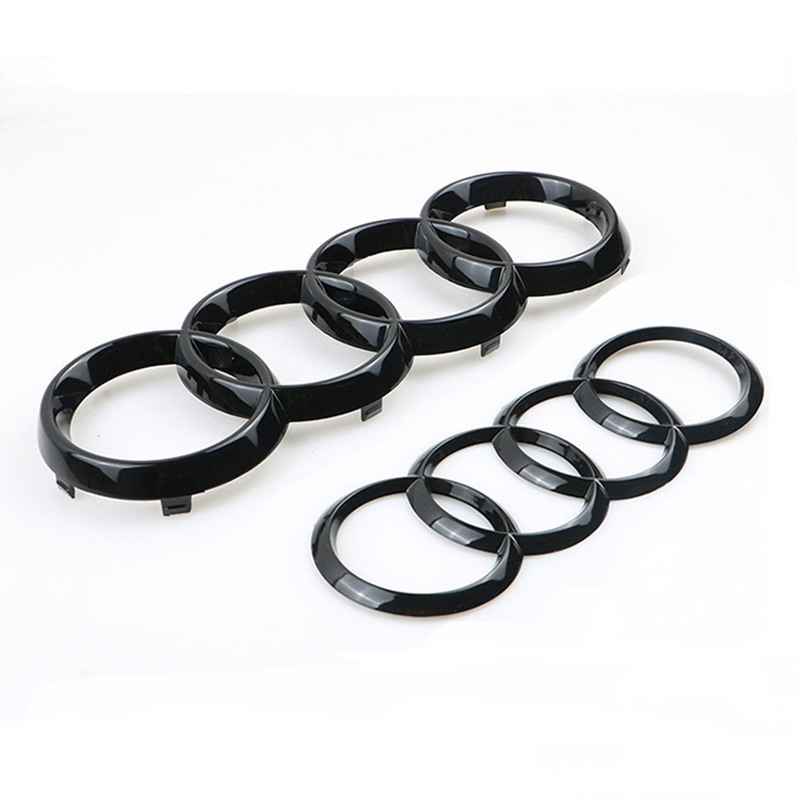 Logotipo de 4 anillos ABS cromado negro, emblema del capó delantero del coche, insignia del capó, insignia del maletero trasero para Audi A3 A4 A5 A6 A7 A1 Q2 Q3 Q5 Q7 Q8 TT