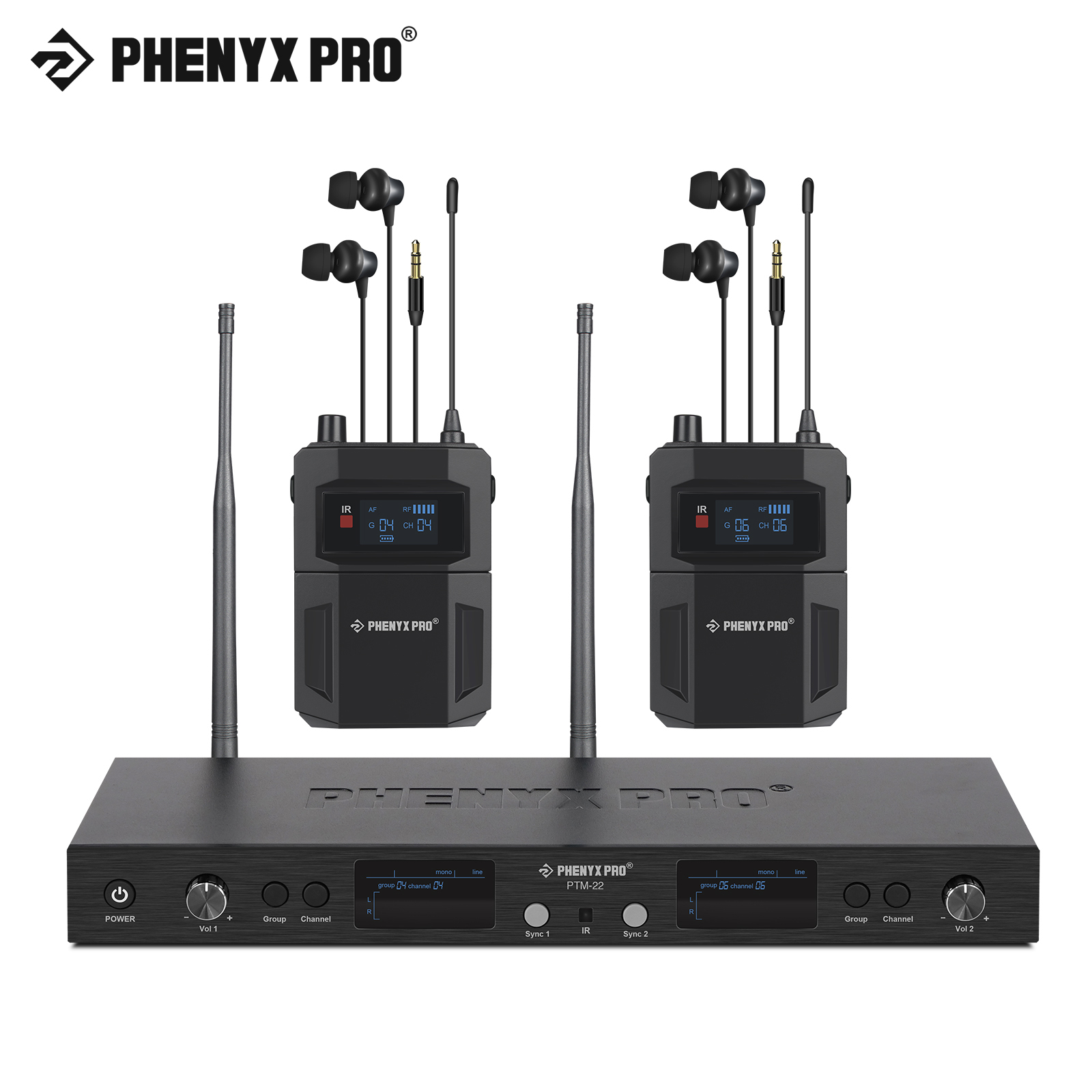 PTM-22-2B |   Système de surveillance intra-auriculaire sans fil UHF mono avec 2 sorties en boucle