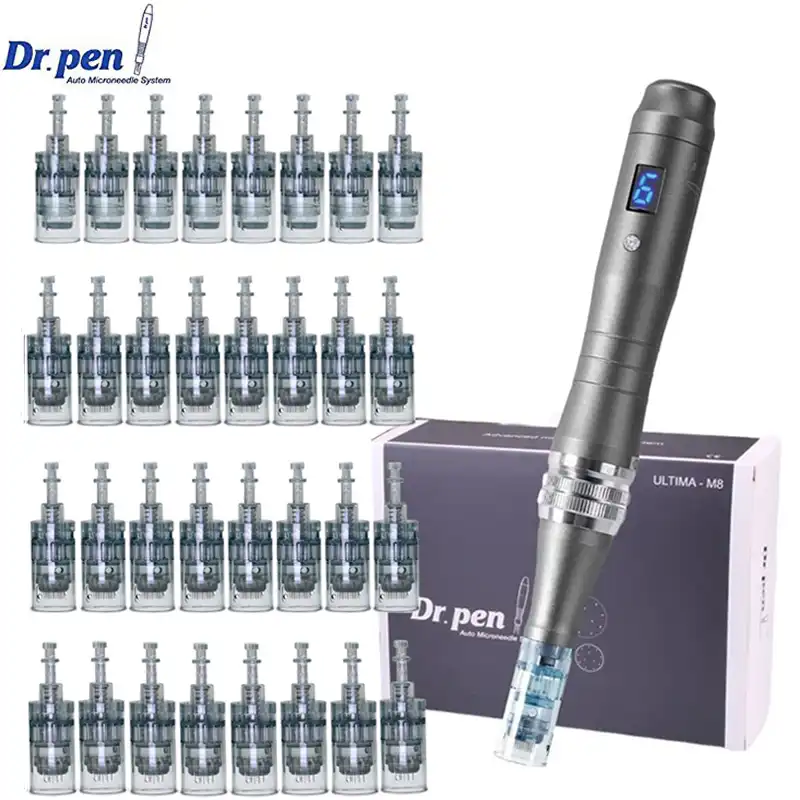 Dr.ปากกาUltima M8 Professional MicroneedlingปากกาMicroneedle DermaอัตโนมัติปากกาMesotherapy Skin Careเครื่องมือ 32pcsตลับหมึก