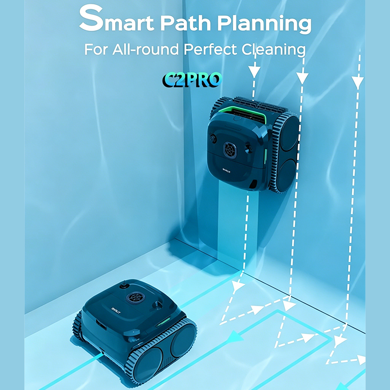 Robôs Limpadores de Piscina WYBOT C2PRO, Aspirador de Piscina com Controle por Aplicativo, Até 180 Minutos de Autonomia, Filtragem de Dupla Camada, Limpeza Programada