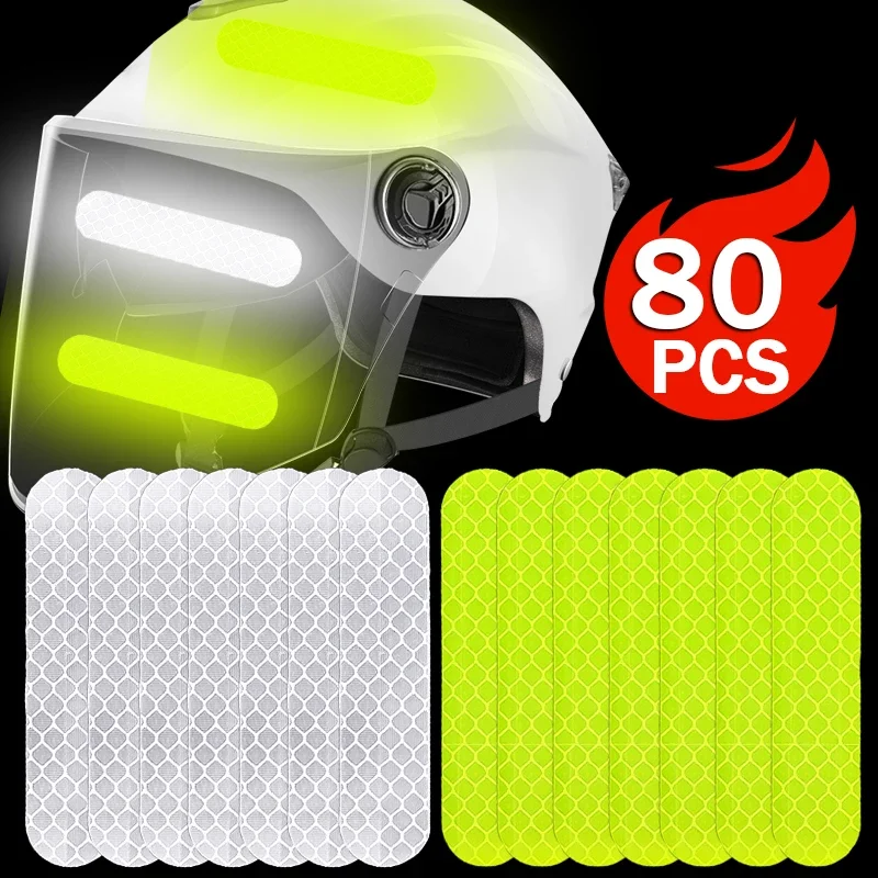 Autocollants réfléchissants pour casque d'avertissement de sécurité, 80 à 10 pièces, autocollants/autocollants pour moto, vélo, snowboard, casques de course