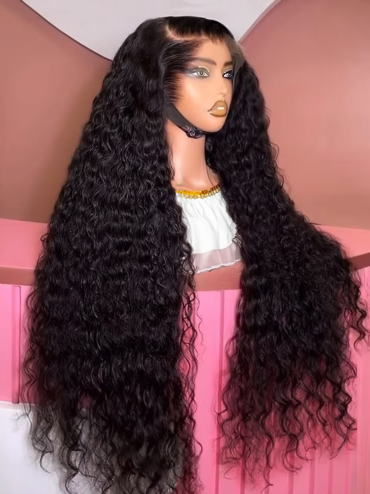 30 40 pollici parrucche ricci 13x6 HD trasparente frontale in pizzo capelli umani onda profonda parrucca frontale 250% densità capelli grezzi brasiliani per le donne